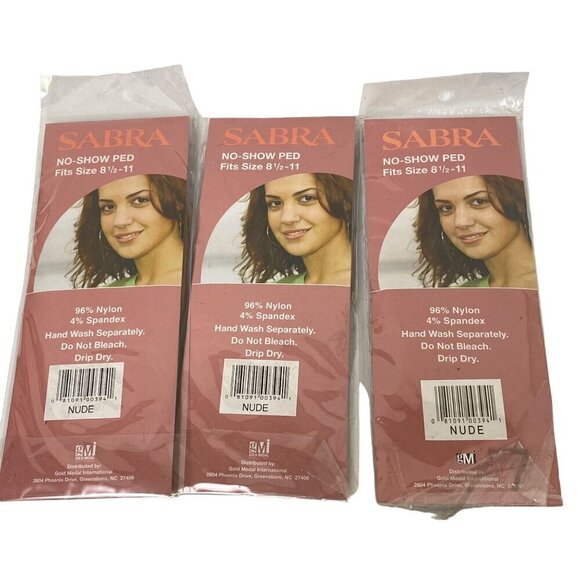 Sabra Nylon No-Show Peds 9 Pair (3packs of 3) Nude Color - Picture 3 of 4